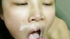 asian paying her debts with a BJ cumshot finish