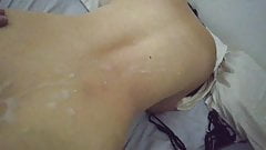Asian Wife cumshot on ass and back